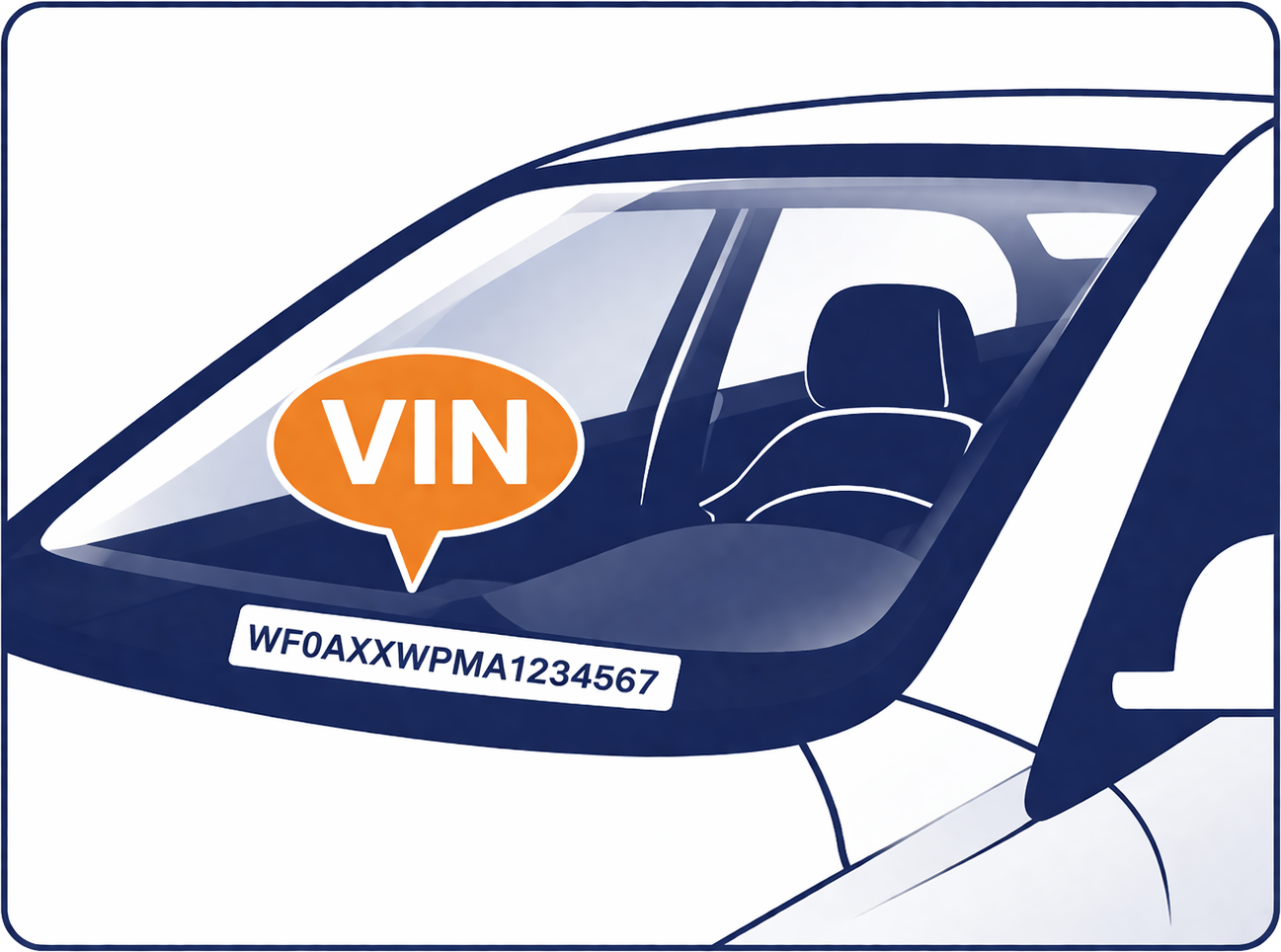 Example location of the VIN number on the vehicle.